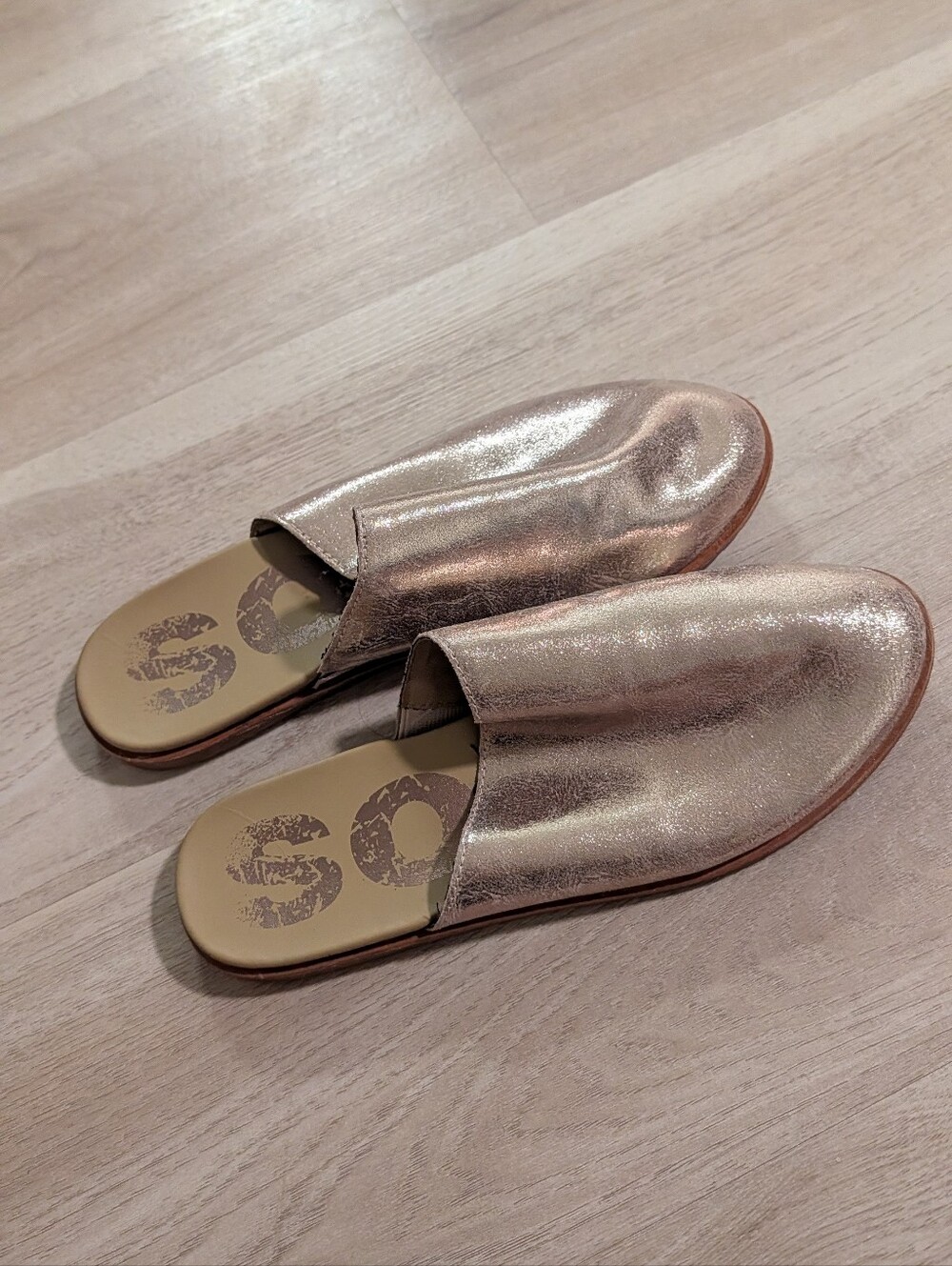 Sorel Metallic Rose Gold Slip-On Mules for Women